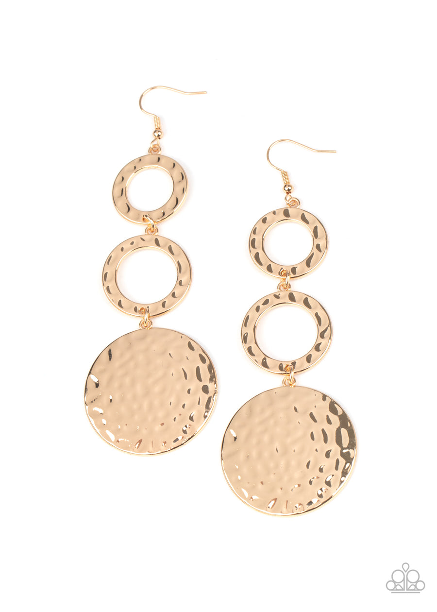 Blooming Baubles - Gold Disc Earrings- Paparrazi Accessories