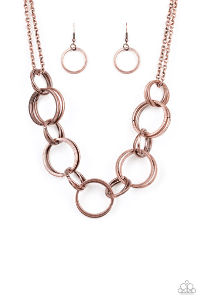 Jump Into The Ring - Copper Hoop Necklace - Paparazzi Accessories