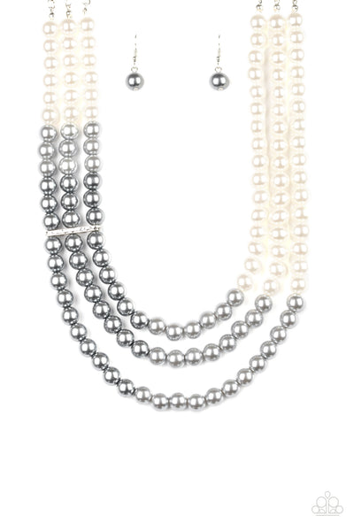Times Square Starlet - Multi-Silver Pearl Necklace- Paparazzi Accessories