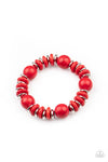 Rustic Rival - Red Bead Stretch Bracelet - Paparrazi Accessories
