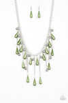 Fleur de Fringe - Green Teardrop Bead Necklace - Paparazzi Accessories