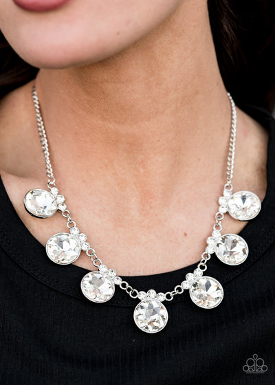 Glow Getter Glamour  - White Rhinestone Necklace - Paparazzi Accessories