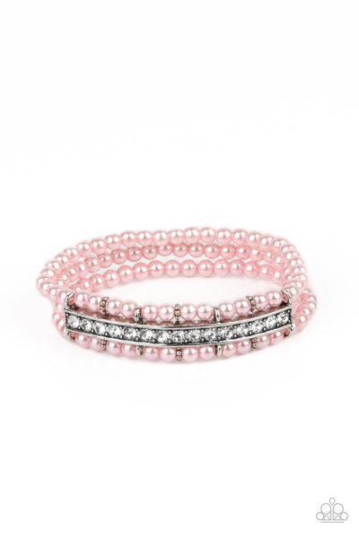 Vintage Beam - Pink Pearl & Rhinestone Bracelet  - Paparazzi Accessories