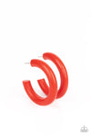 Woodsy Wonder - Red Wood Hoop Earrings- Paparrazi Accessories