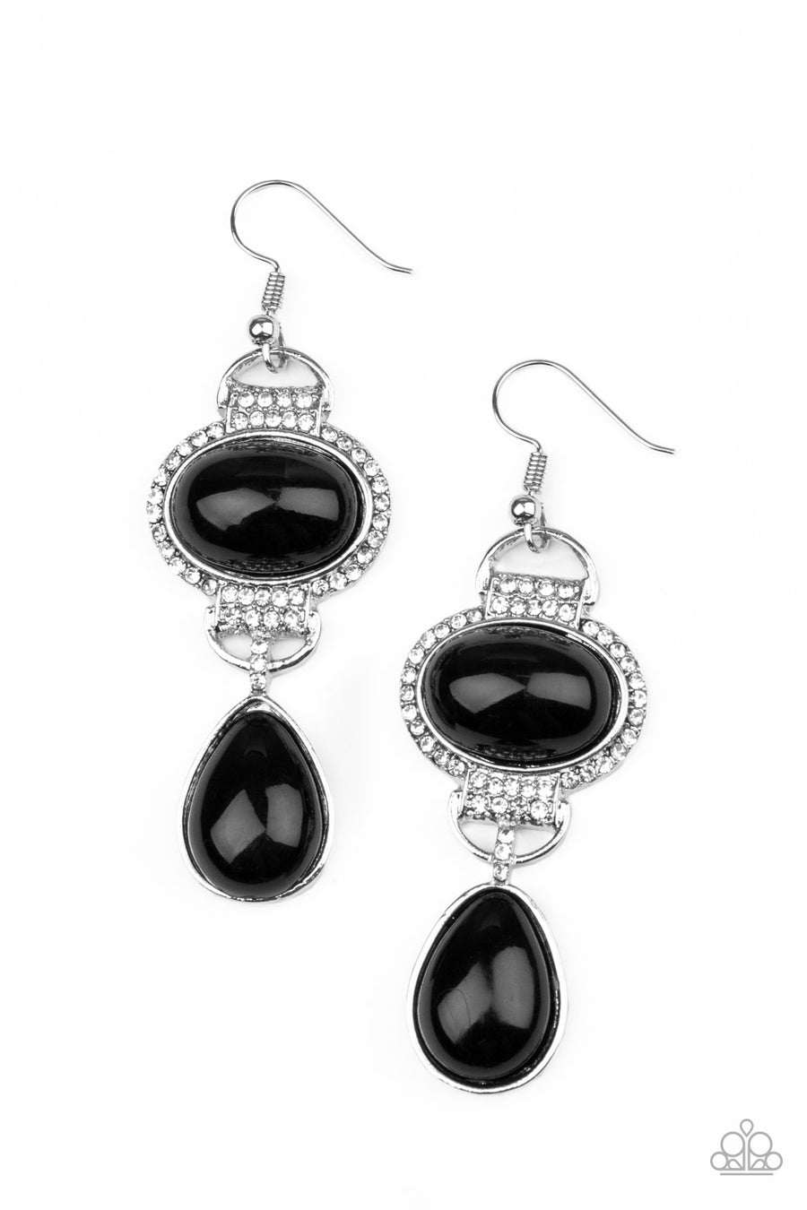 Icy Shimmer - Black Rhinestone Earrings - Paparazzi Accessories