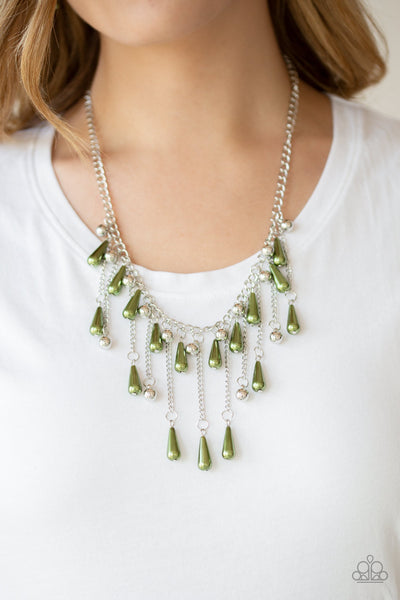 Fleur de Fringe - Green Teardrop Bead Necklace - Paparazzi Accessories