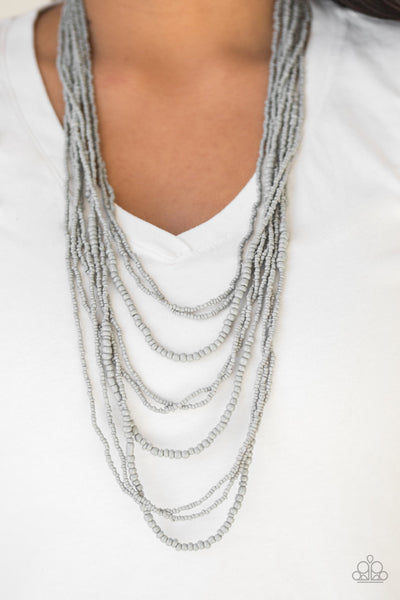 Totally Tonga - Silver Seed Bead Necklace - Paparazzi Accessories