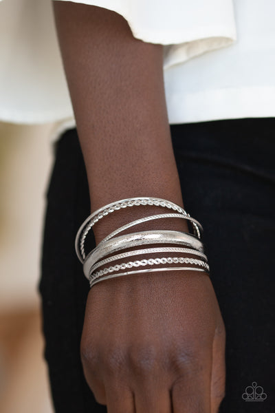Clique Here - Silver Bangle Bracelet   - Paparazzi Accessories