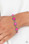 Carved In Sandstone - Pink Studded Silver Bracelet   - Paparazzi Accessories