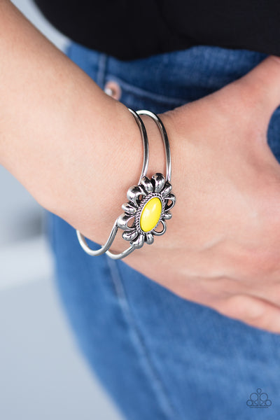 Serene Succulent  - Yellow Cuff Bracelet - Paparazzi Accessories