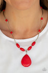 Explore The Elements - Red Stone Necklace - Paparazzi Accessories
