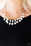 5th Avenue Fleek - Gold - White Pearl Necklace - Paparazzi Accessories
