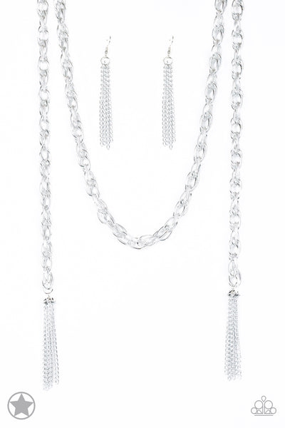 SCARFed For Attention - Silver Chain Tasseled Necklace - Blockbuster- Paparazzi Accessories