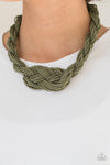 A Standing Ovation- Olive Green Knotted Seed Bead Necklace - Paparazzi Accessories
