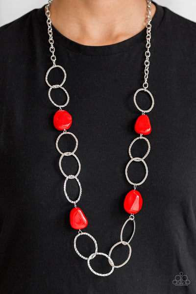 Modern Day Malibu  - Red Bead Necklace - Paparazzi Accessories
