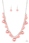 Uptown Pearls - Orange Pearl Necklace - Paparazzi Accessories