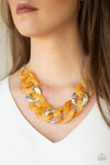 I Have A HAUTE Date - Yellow Acrylic Necklace - Paparazzi Accessories