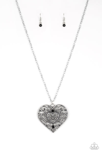 Classic Casanova - Silver Heart Necklace  - Paparazzi Accessories