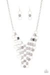 Net Result- Silver Textured Ring Necklace - Paparazzi Accessories