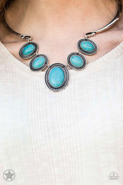 River Ride  - Blue Turquoise Necklace - Blockbuster- Paparazzi Accessories