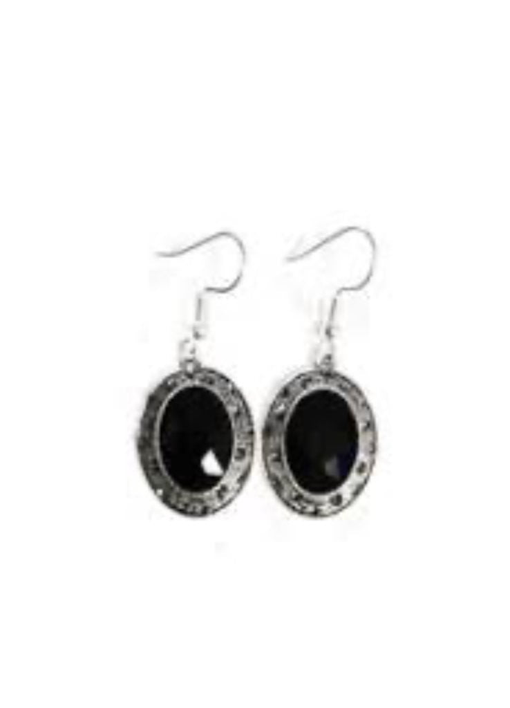 East Side Etiquette  - Black & White Rhinestone Earrings- Paparazzi Accessories