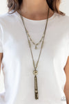 Abstract Elegance  - Brass Bead Necklace - Paparazzi Accessories