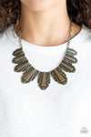 Cougar Cave  Brass Geometric Necklace - Paparazzi Accessories
