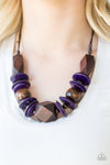 Pacific Paradise  -  Brown & Purple Wood Bead Necklace - Paparazzi Accessories
