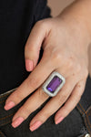 A Grand Statement Maker - Purple Rhinestone Ring - Paparazzi Accessories