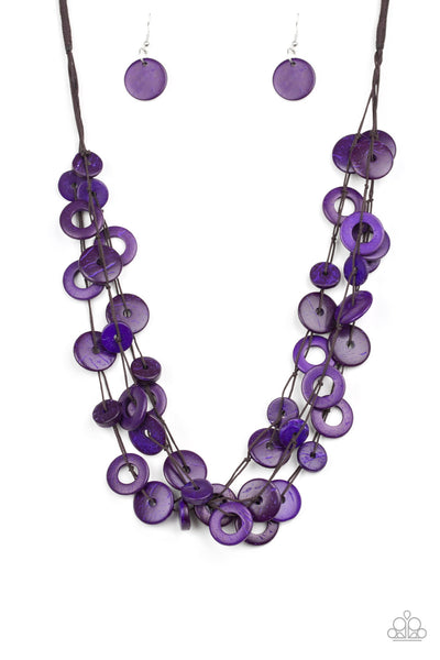 Wonderfully Walla Walla - Purple Wood Bead Necklace - Paparazzi Accessories