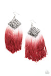 Dip The Scales - Red Fringe Earrings- Paparazzi Accessories