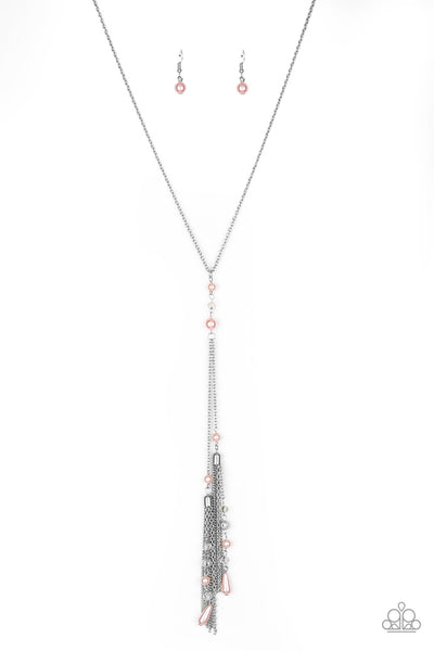 Timeless Tassels  - Pink Pearl and Crystal Necklace- Paparazzi Accessories