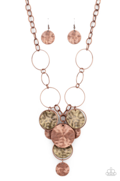Learn the HARDWARE Way - Copper Hoop Disc Necklace- Paparrazi Accessories