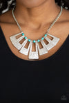 Terra Takeover - Blue Textured Silver Necklace - Paparazzi Accessories
