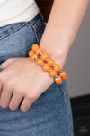 Bubble Blast Off - Orange Beaded Stretch Bracelet- Paparazzi Accessories