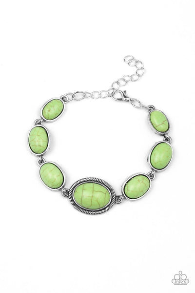 Serene Stonework - Green Stone Bracelet  - Paparazzi Accessories