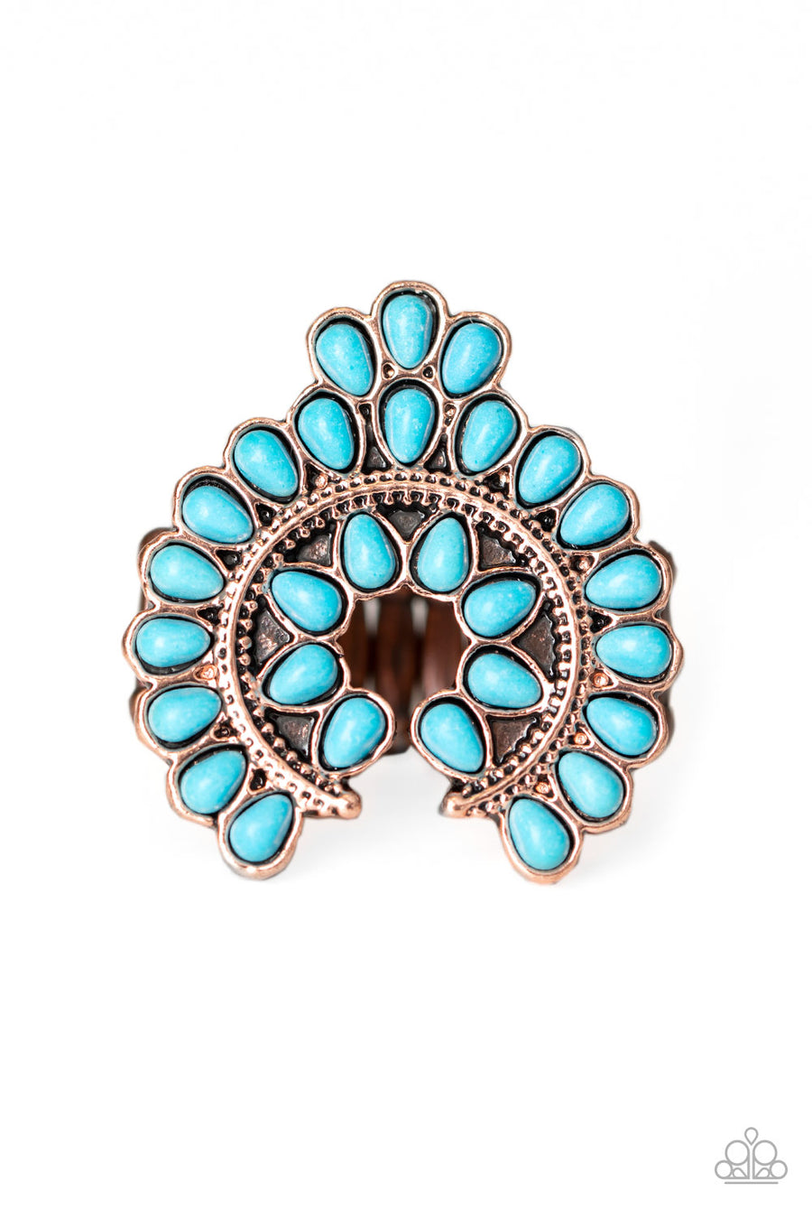 Trendy Talisman - Copper & Blue Turquoise Ring - Paparazzi Accessories