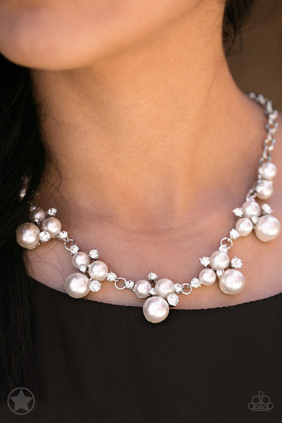 Toast To Perfection l - White Pearl And Rhinestone Necklace - Blockbuster- Paparazzi Accessories