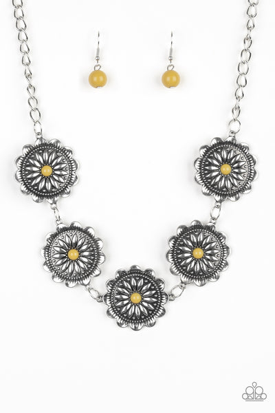 Me-dallions, Myself  and I - Yellow Disc Necklace - Paparazzi Accessories