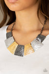 Here Comes The Huntress - Multi Hammered Necklace- Paparrazi Accessories