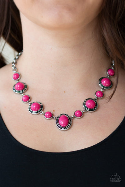 Voyager Vibes - Pink Stone Necklace - Paparazzi Accessories