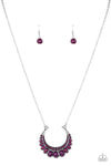 Count To ZEN - Purple Bead Crescent Frame Necklace- Paparazzi Accessories