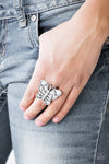 Sky High Butterfly - Silver Butterfly Ring - Paparrazi Accessories