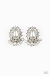 Castle Cameo -  White Pearl Rhinestone Earrings - Paparazzi Accessories