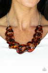 Comin In Haute - Brown Acrylic Necklace - Paparazzi Accessories