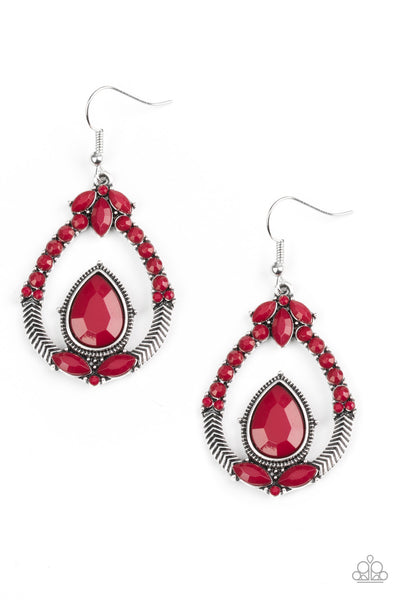 Vogue Voyager - Red Teardrop Earrings  - Paparazzi Accessories