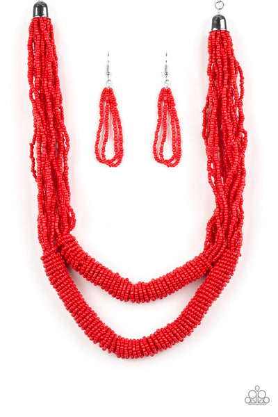 Right As RAINFOREST - Red Seed Bead Necklace - Paparazzi Accessories
