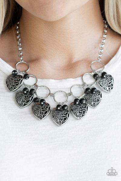 Very Valentine - Black Heart Necklace- Paparrazi Accessories