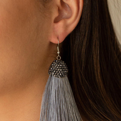 Dazzle Riot - Silver Plume Earrings- Paparazzi Accessories