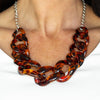 Red HAUTE Mama - Brown Link Acrylic Necklace - Paparazzi Accessories